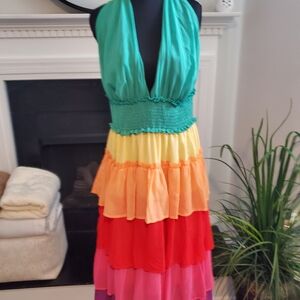 Colorful Halter Maxi Dress